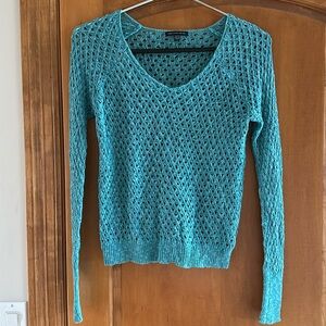 American Eagle Outfitters Women’s Teal Open knit Long Sleeve Sweater XS